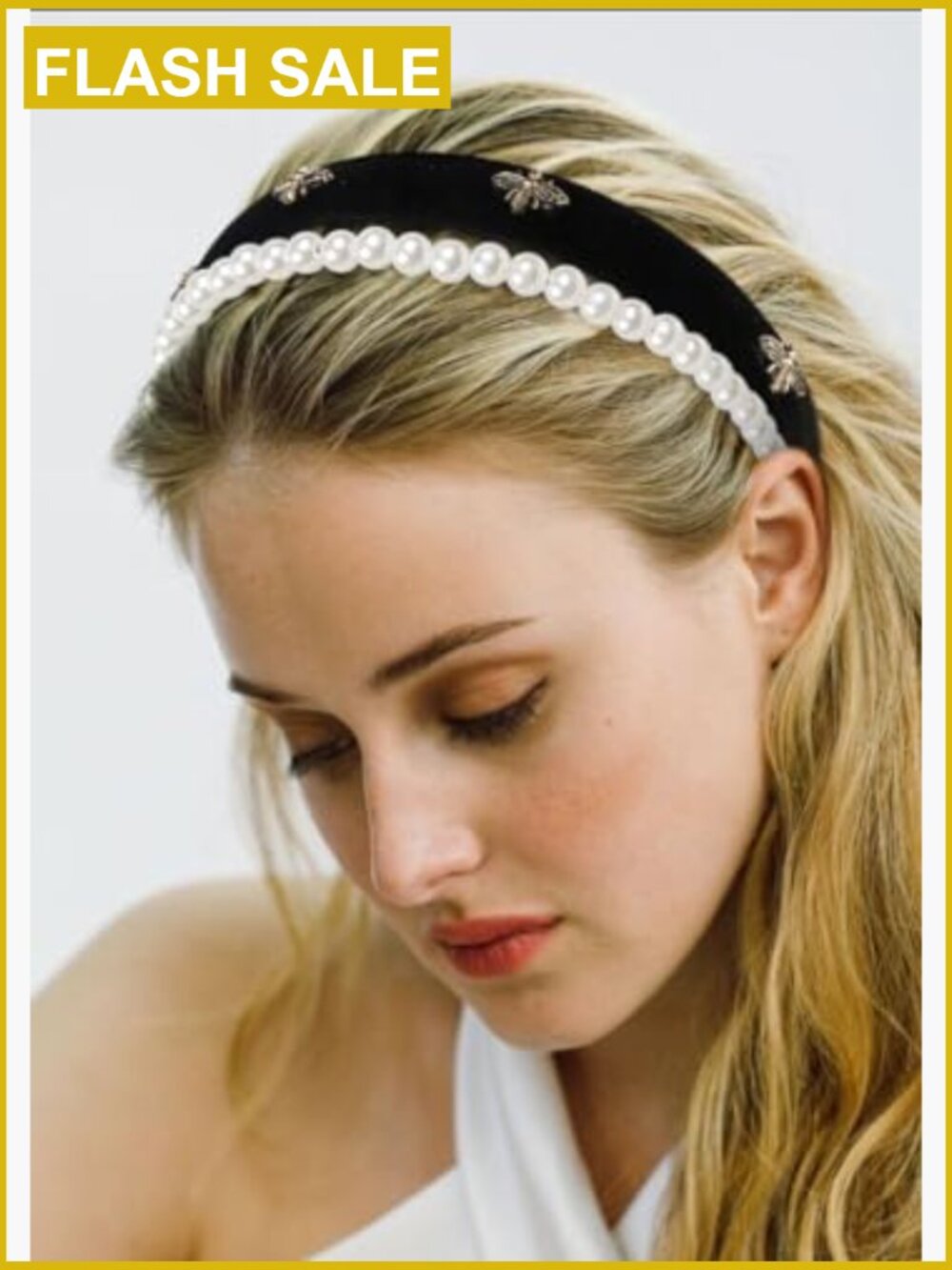 Velvet Headband Set with Pearl Accents Women's Hair Accessory - Picture 4 of 7